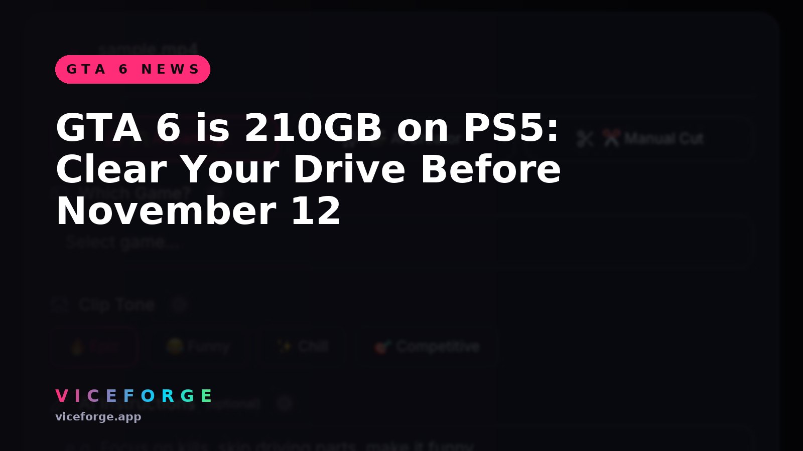 GTA 6 is 210GB on PS5: Clear Your Drive Before November 12