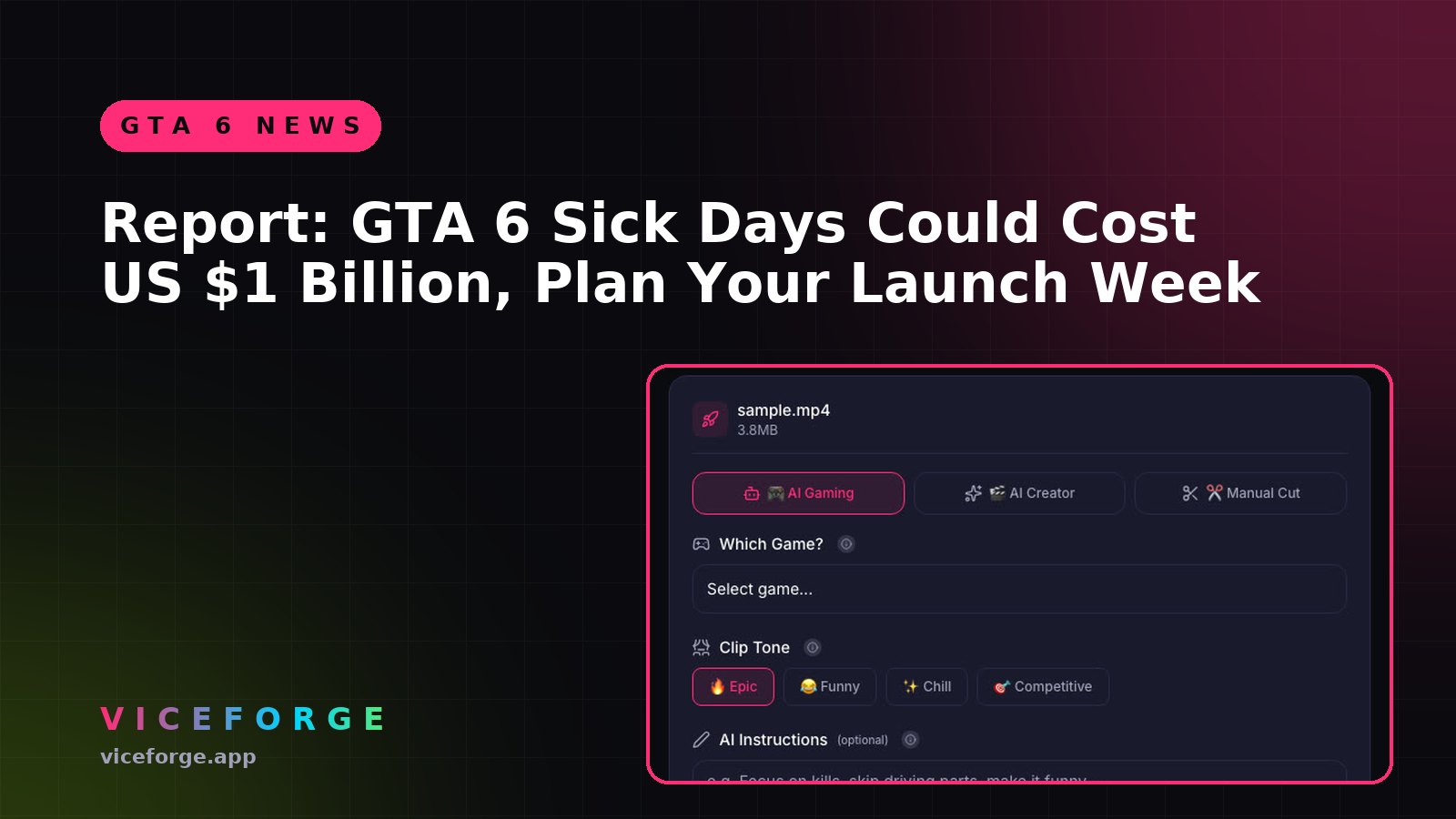Report: GTA 6 Sick Days Could Cost US $1 Billion, Plan Your Launch Week