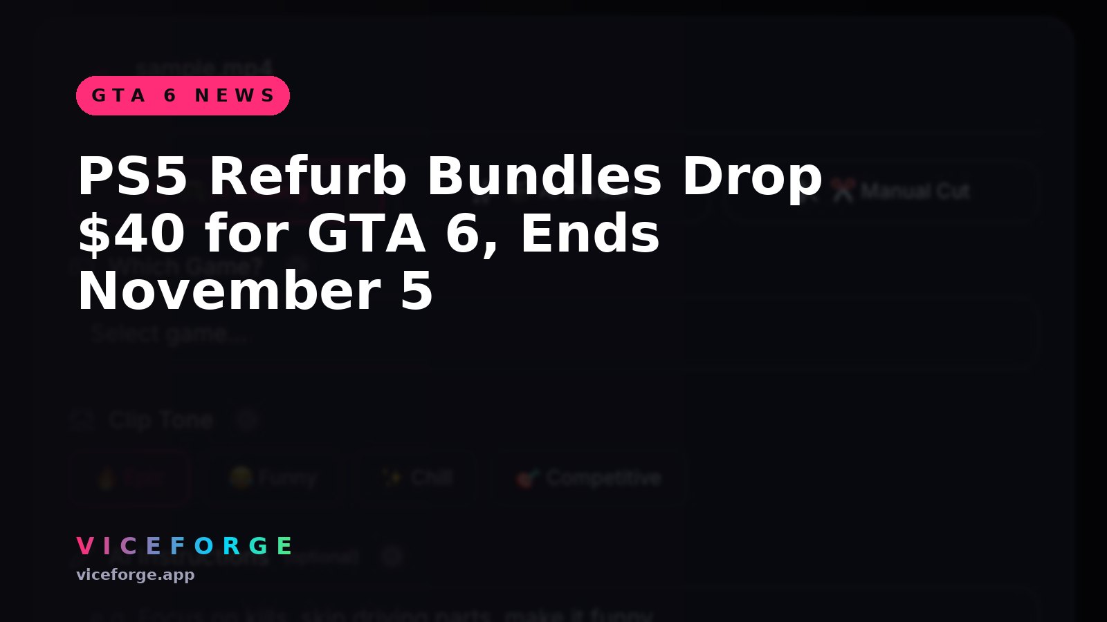 PS5 Refurb Bundles Drop $40 for GTA 6, Ends November 5