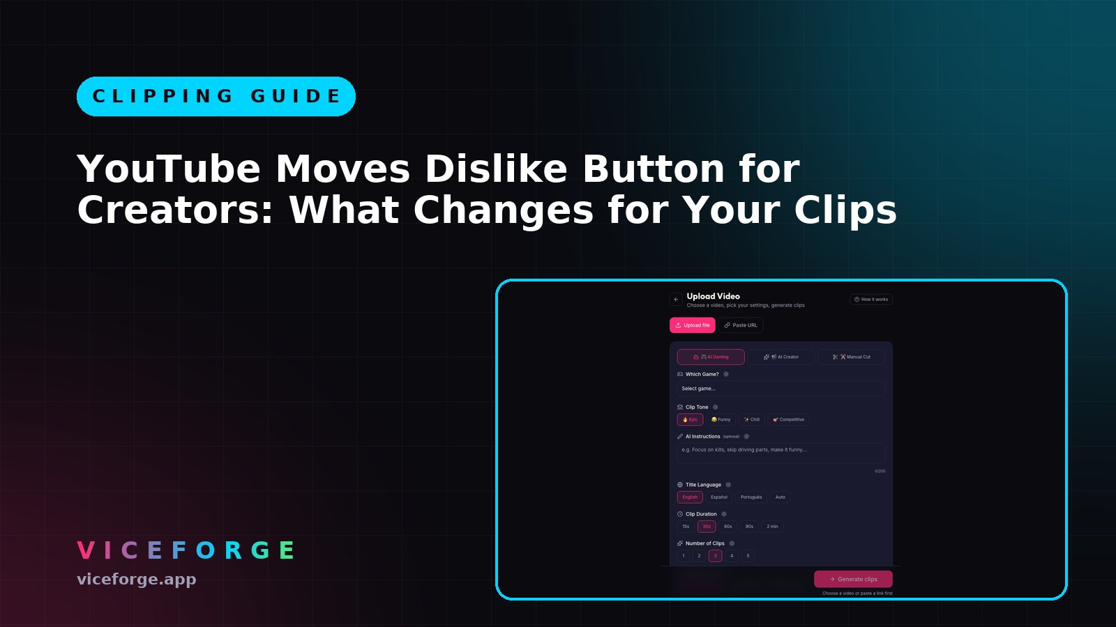 YouTube Moves Dislike Button for Creators: What Changes for Your Clips